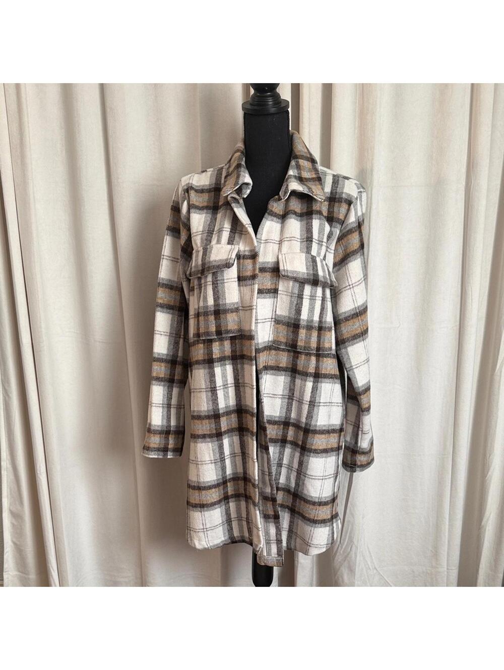 MELLODAY Plaid Long Sleeve Shacket